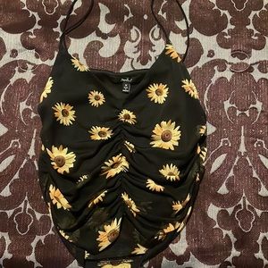 Sunflower and Spaghetti strap Cropped top